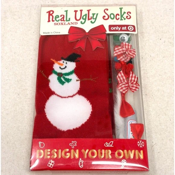 Real Ugly Socks Design Your Own Christmas Craft Kit Snowman Target Exclusive NOS