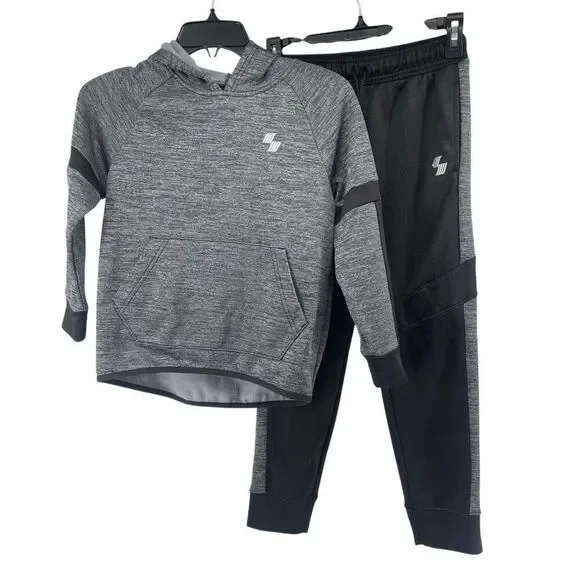 Children’s Place Sport Boys Performance Hoodie & Jogger Set Grey/Black M 7/8