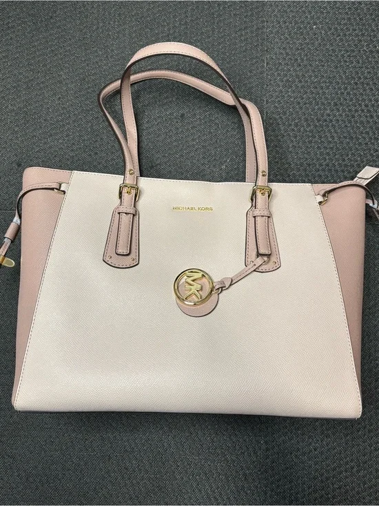 Michael Kors Pink and Cream Saffiano Tote with Gold Hardware