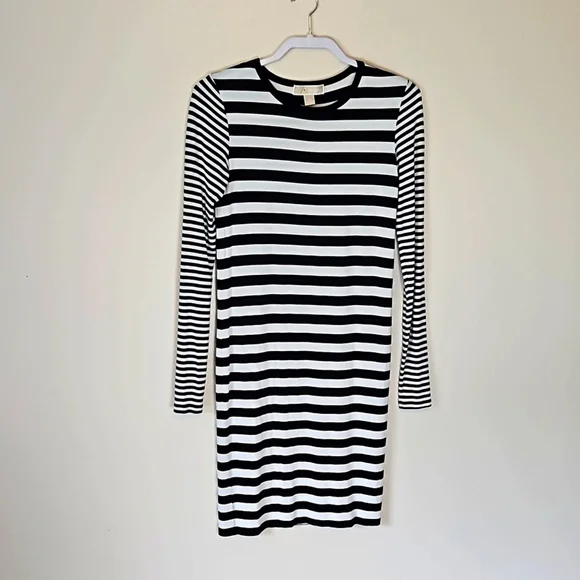 Michael Kors Black White Stripe Dress XS