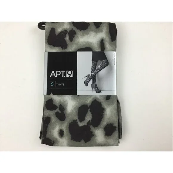 Apt. 9 Women’s Animal Print Tights Black Gray Cheetah Size S New