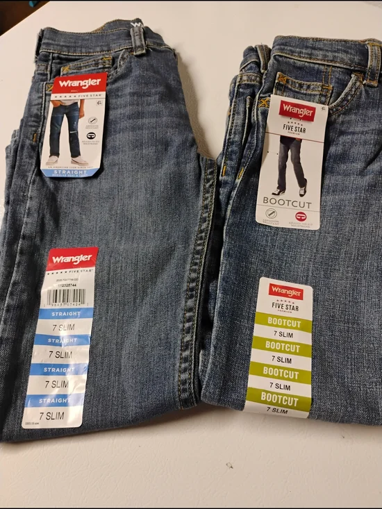 Wrangler Five Star Boys Blue Jeans - Straight & Bootcut Price Is For BOTH Pairs