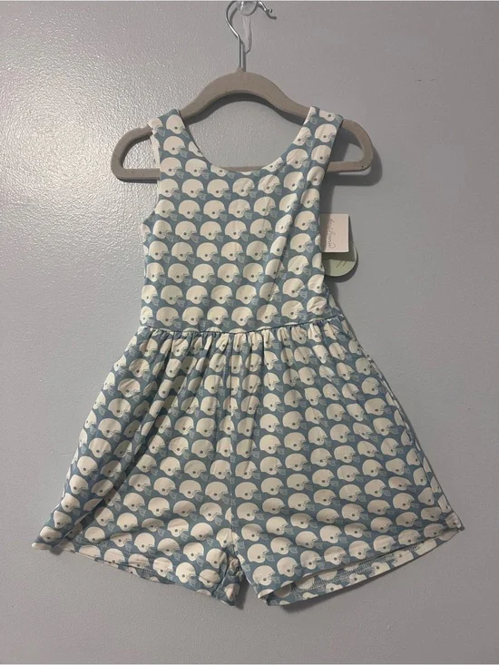SweetHoney Girls Sleeveless Blue Romper with White Football Helmet Print-NWT-4T