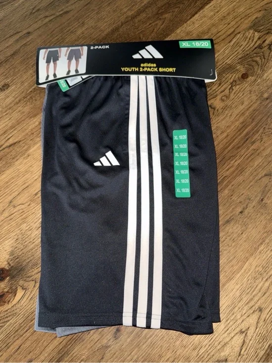 Adidas NWT Youth 2-Pack Shorts Size XL (18/20)  Athletic Black/Gray-001*