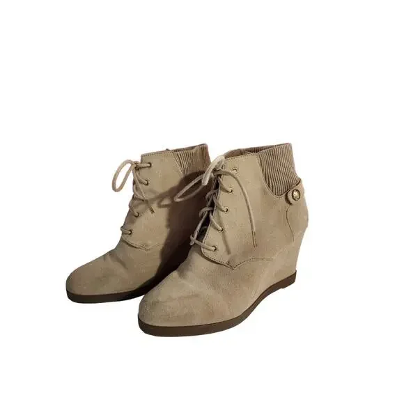 Womens MICHAEL KORS 160260 Beige Suede Wedge Boots sz. 10 M
