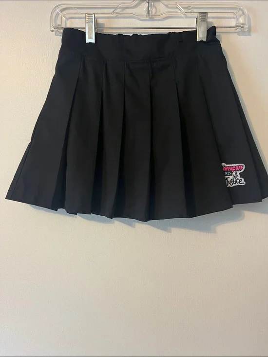 Justice Black Pleated Mini Skort with Powerpuff Patch