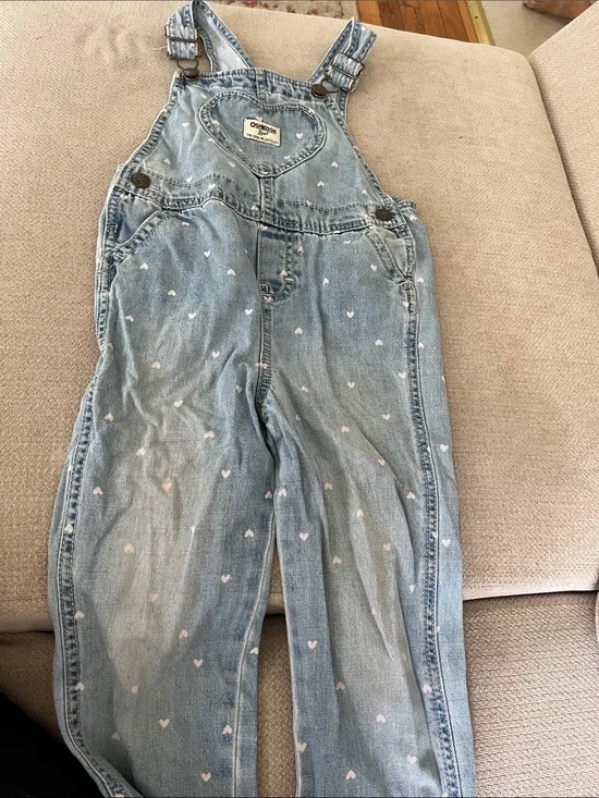 💙5 for $10💙 OshKosh B'gosh Light Blue Denim Heart-Print Girls Overalls 5t