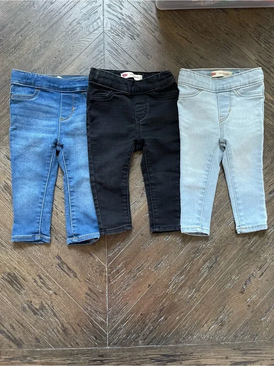 Levi's Toddler Denim Jeggings Trio - Black, Medium Blue, Light Blue 12 Month