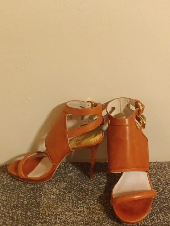 Michael Kors Women's Chestnut Tan Open-Toe High Heel  Stilleto Sandals Size 8
