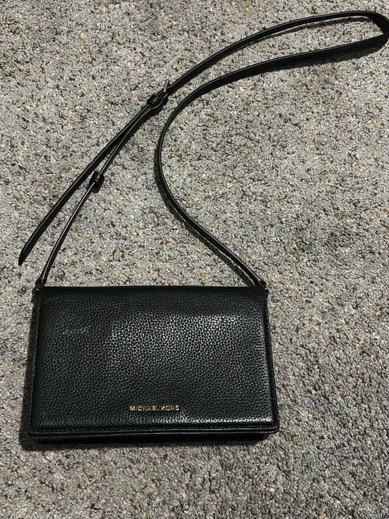 Michael Kors black pebbled-leather shoulder/crossbody bag