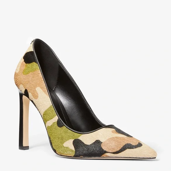 Michael Kors NWT Amara Camouflage Dyed Real Hair Cow Fur Leather Women's Pump.