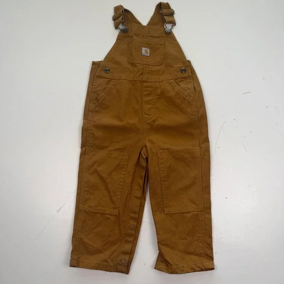 Carhartt Kids Brown Duck Canvas Double Knee Bib Overall 24 months Play Outdoor
