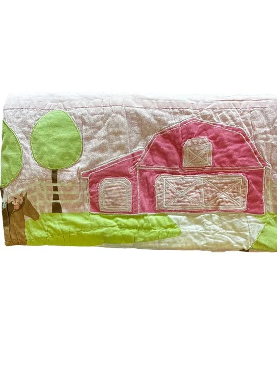 Vintage Circo Target Pretty Horses Twin Full Quilt Pink Farm Barn