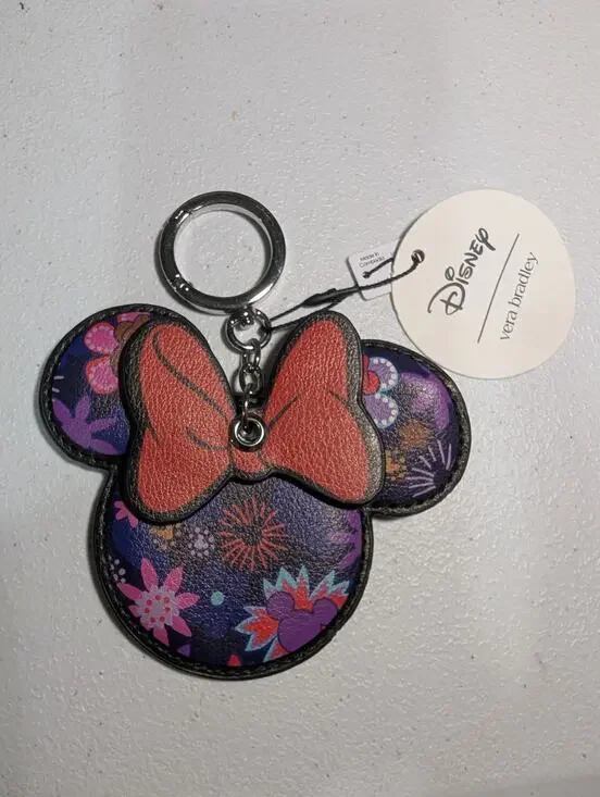 NWT Vera Bradley Disney Key Ring /Bag charm- Minnie Mouse-flowers bows