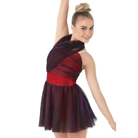 Pre-Owned Dance Costume Medium Child Red Weissman D8336 Lyrical Contemporary Ja