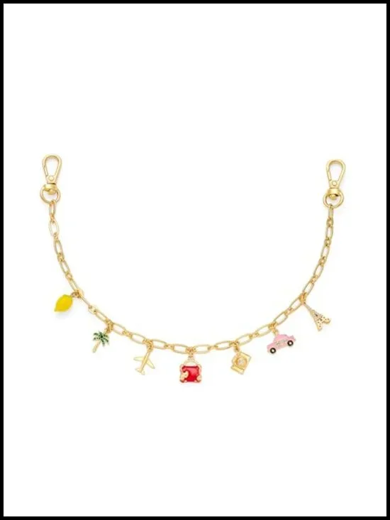 Lemon Bag Charms Keychain Wristlet Trendy Purse Charm for Women Gold Plated
