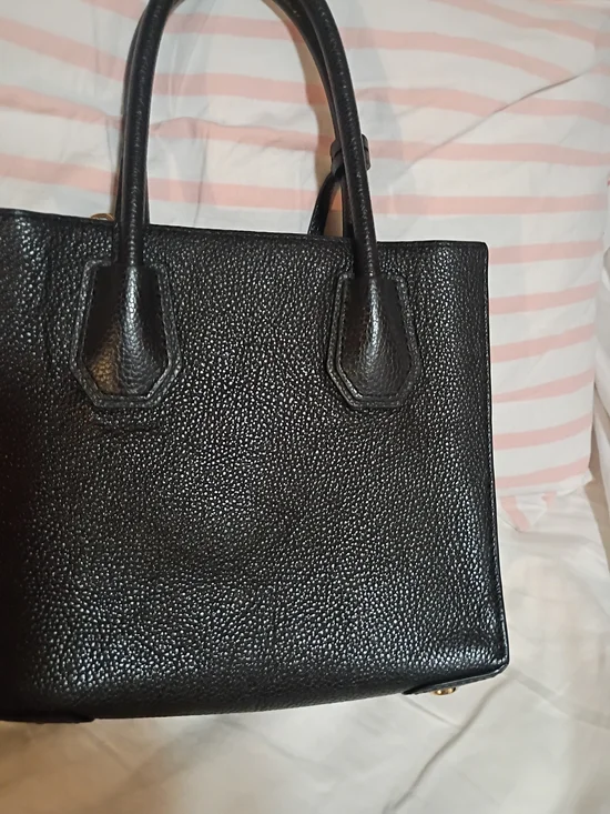 Michael Kors Small size Black Pebbled Leather Satchel with Gold Accents