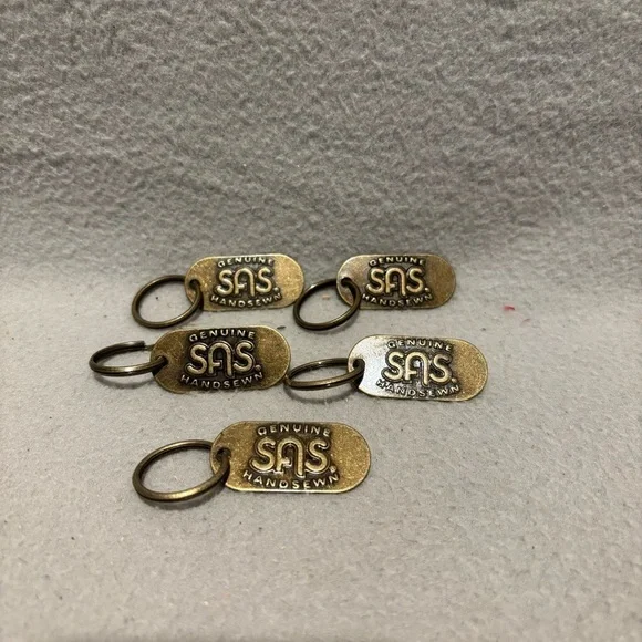 Vintage SAS Brass Keychain Genuine Handsewn Logo Advertisement Charm Lot of 5