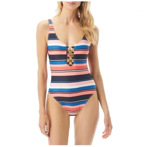 Michael Kors Chain Ring Persimmon One-piece Swimsuit