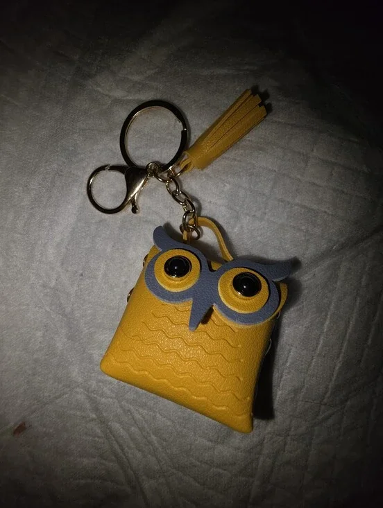 Yellow Owl Keychain Bag Charm with Tassel