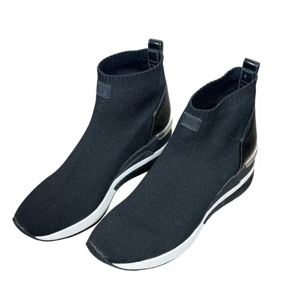 MICHAEL MICHAEL KORS Women’s Skyler Stretch-knit Sock Sneaker Black Sz 7 EUC