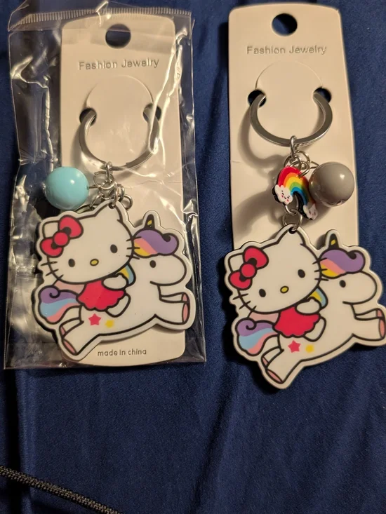 2 Hello Kitty Unicorn Keychain for Kids - Pink & Rainbow