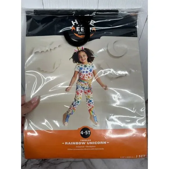 Toddler Rainbow Stars Unicorn Halloween Costume #01