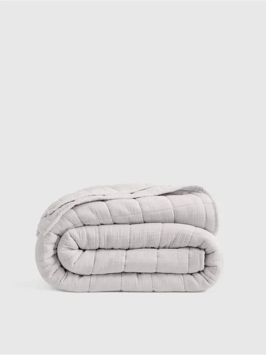 Quince Organic Cotton Gauze Box Quilt Color: Light Gray King/Cal King