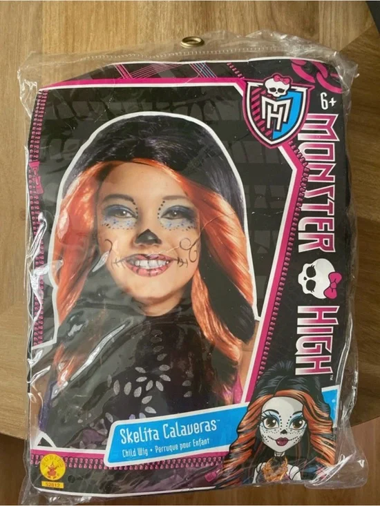 monster high orange and black Skelita Calaveras Costume Wig