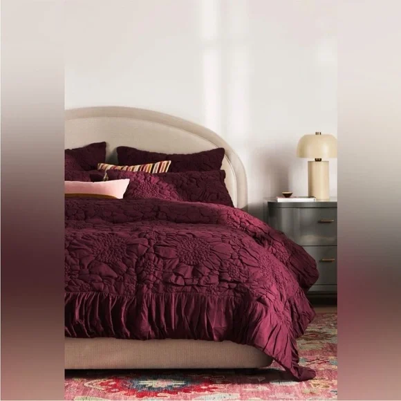 Anthropologie Quilted Bedspread in Wine color