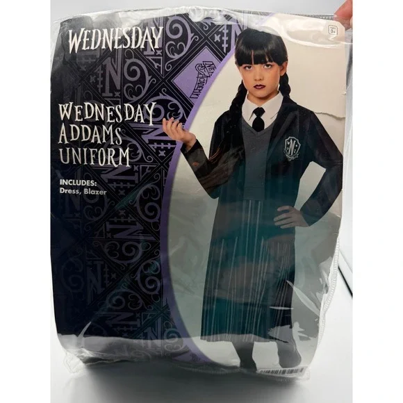 Spirit Wednesday Addams Uniform Child Medium 8-10 Grey Black Excellent Costume