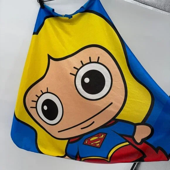 Supergirl Kids Cape Costume Blue Yellow Red DC Comics Superhero Dress Up 30”