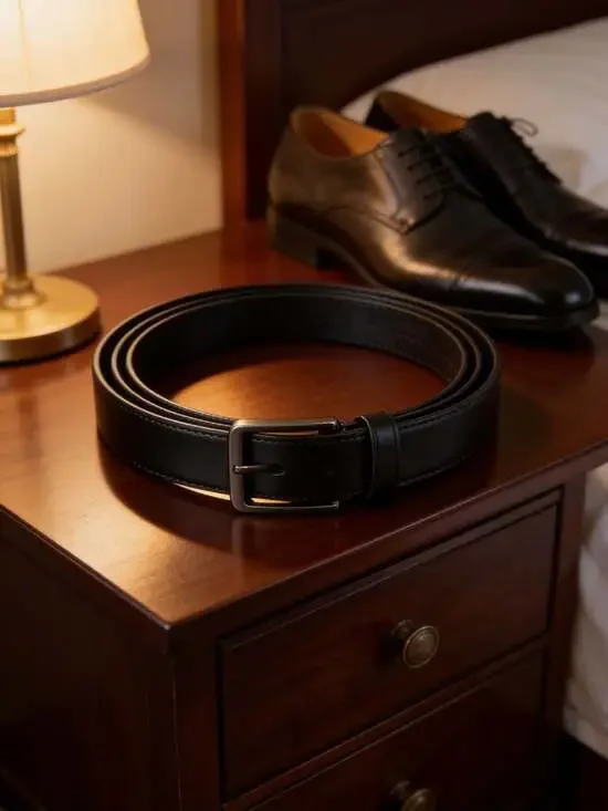 Status Accessories Men's Casual Leather Belt, Size 42, Black