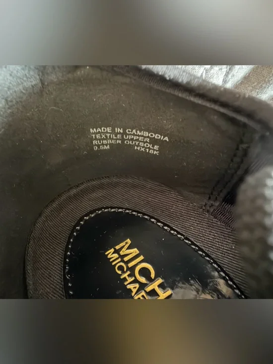 Michael Kors Black Canvas Lace-Up Espadrille Sneakers with Gold Accents