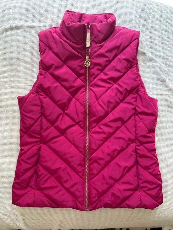Michael Kors Vibrant Pink Quilted Puffer Vest