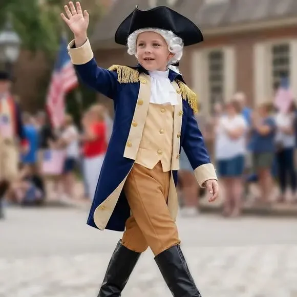 George Washington Boys XL Hamliton American Colonial Uniform Halloween Costume