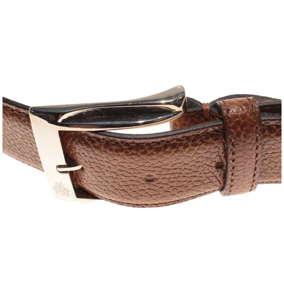 Di Bianco NWT Cut to Size Dress Belt In Solid Brown Pebbled Leather One Size