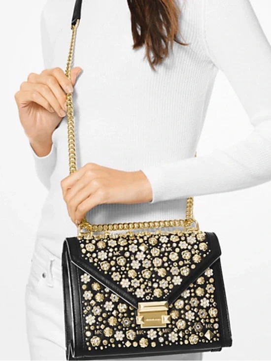 Michael Kors Limited Edition Whitney embellished shoulder bag floral studs-Purse