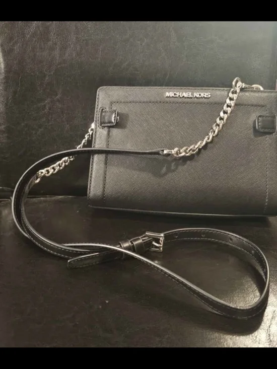 Michael Kors Black Leather Chain Strap Crossbody