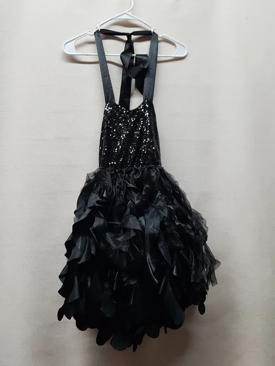 Black Sequin Tutu Dress Costume with Satin Straps