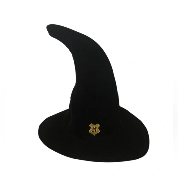 Harry Potter Warner Bros. x Elope Black Velvet Wizard Hat with Gold 'H' Crest