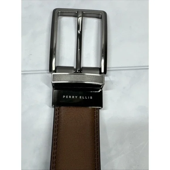 Perry Ellis Reversible Black Brown Belt Leather 1.25