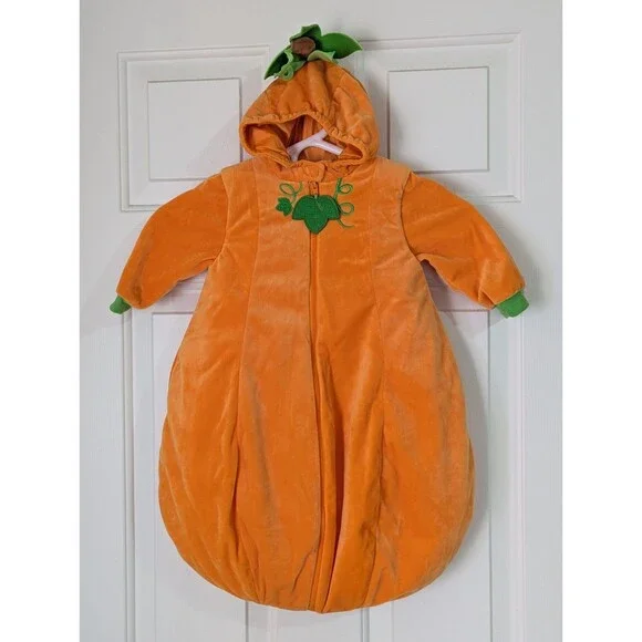 Hallows Eve Baby Pumpkin Bunting Costume Infant 0-6 mos Padded Hooded Halloween
