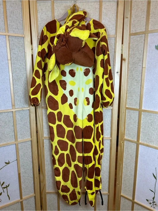 Giraffe Kids Costume - Yellow and Brown Plush Onesie plus plushie head piece