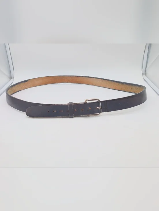 Vintage Handmade Sz 54 Black Men's Split Leather Belt