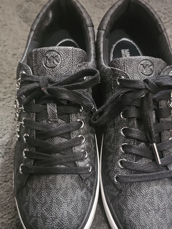 Michael Kors Black Textured Leather Low-Top Sneakers
