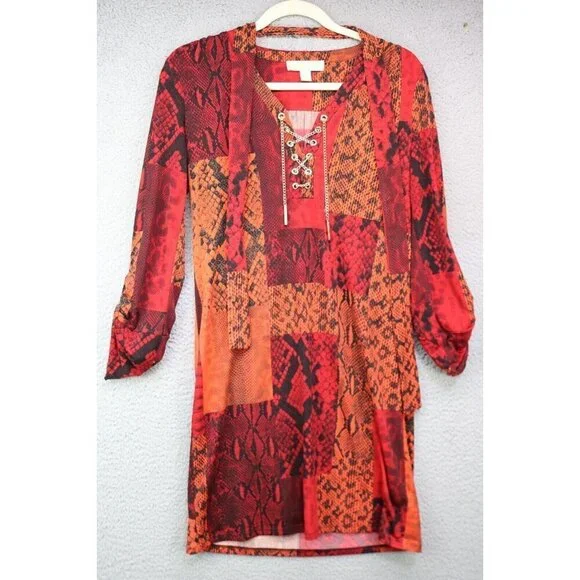 Michael Kors Long Sleeve Roll-Tabbed Dress-Size XS-Chains