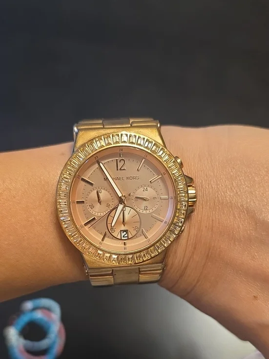 Michael Kors Women's Rose Gold Crystal-Trim Chronograph Watch- Small Wrist
