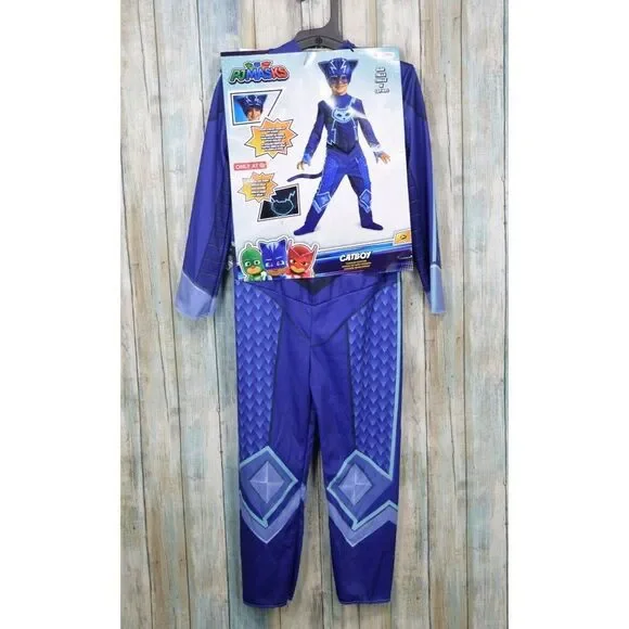 PJ Masks Catboy Halloween Costume Toddler Size M 3-4T Jumpsuit W/ Headpiece Tail
