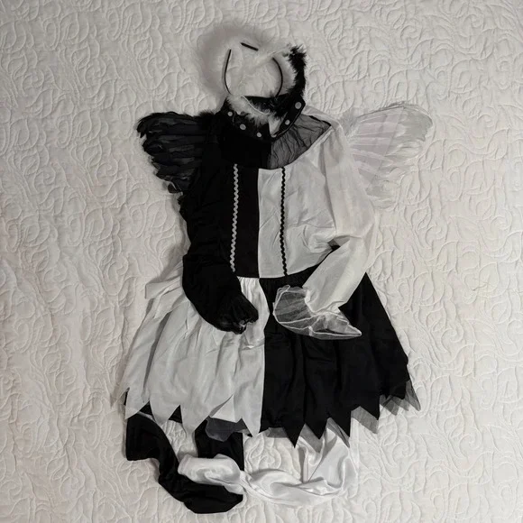 Unbranded Angel Devil Costume Kids XL Black White Excellent Split Design Set